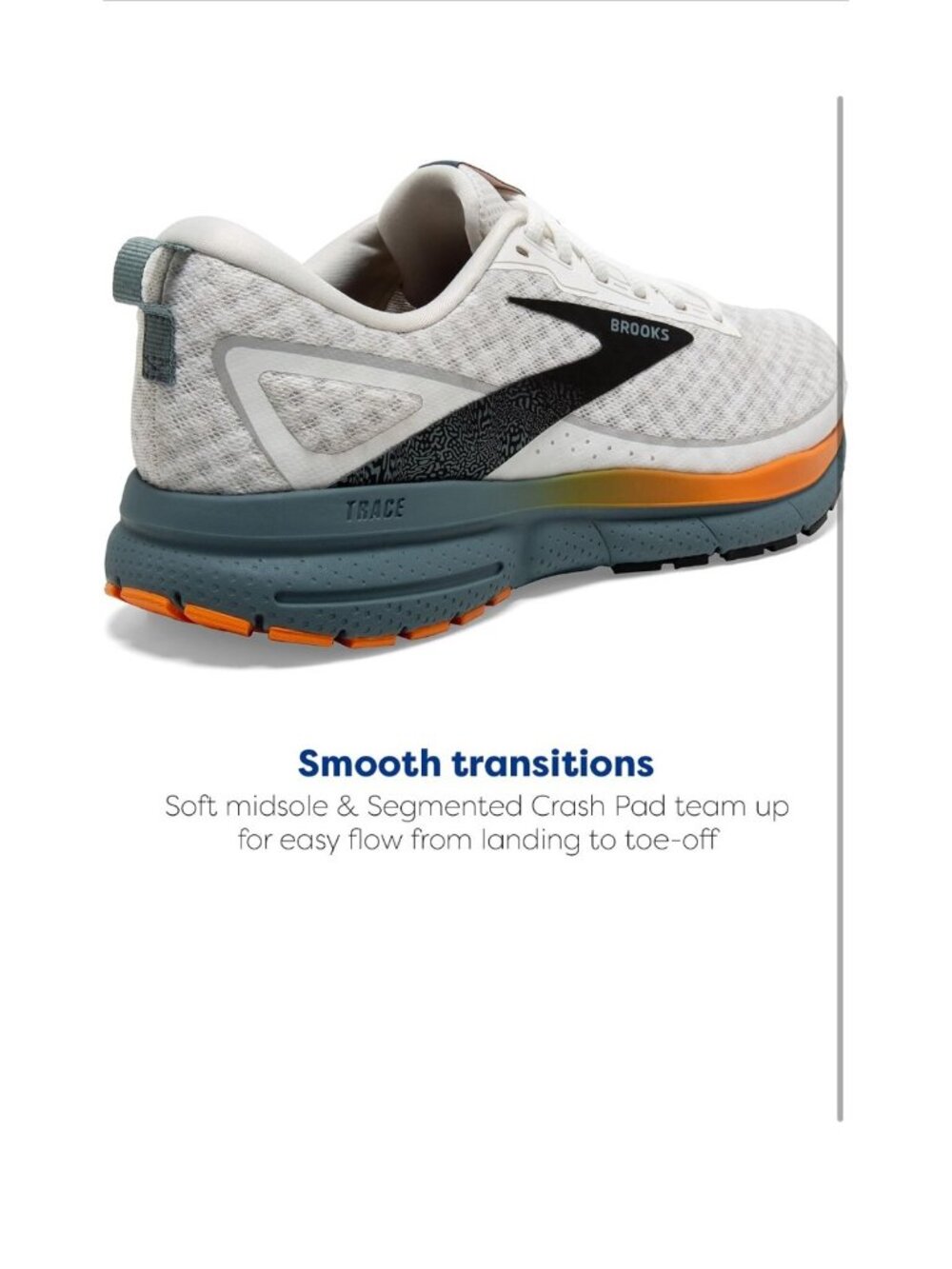 New Brooks Trace 3 White/Orange/Goblin Blue Neutral Running Shoes Men’s - Picture 3 of 5
